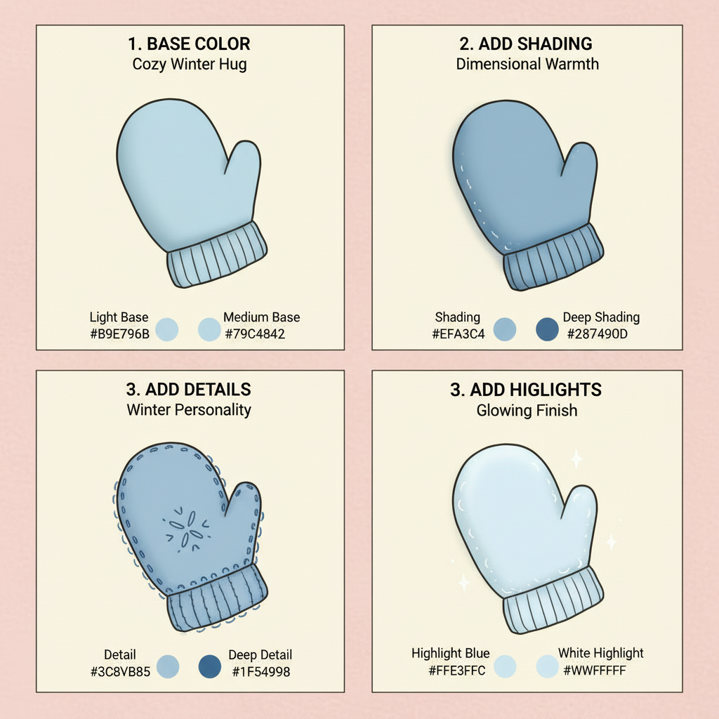 Cozy Winter Mitten Moment: 4 Easy Steps to Color
