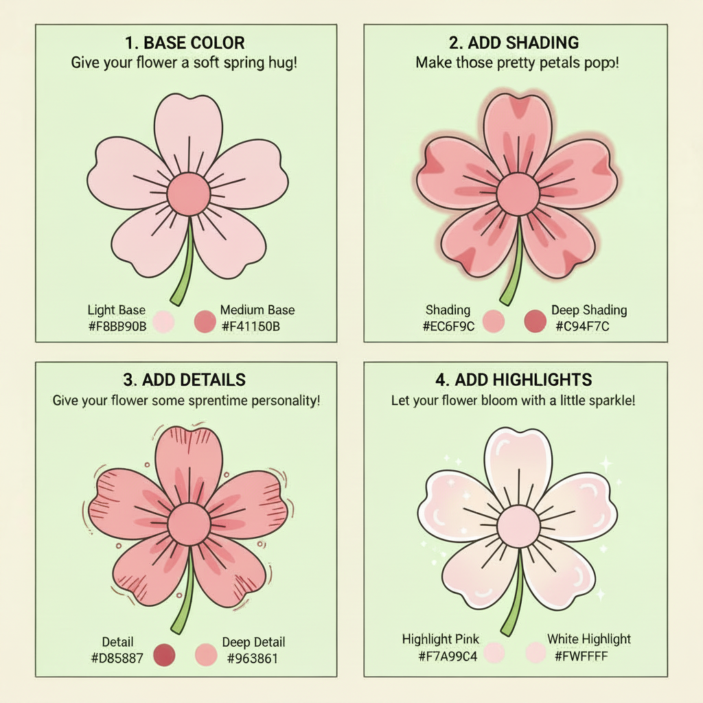 Petals in Bloom: 4 Easy Steps to Color