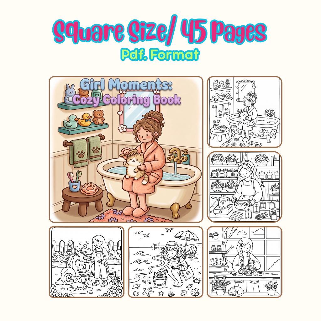 Girl Moments: Cozy Coloring Book