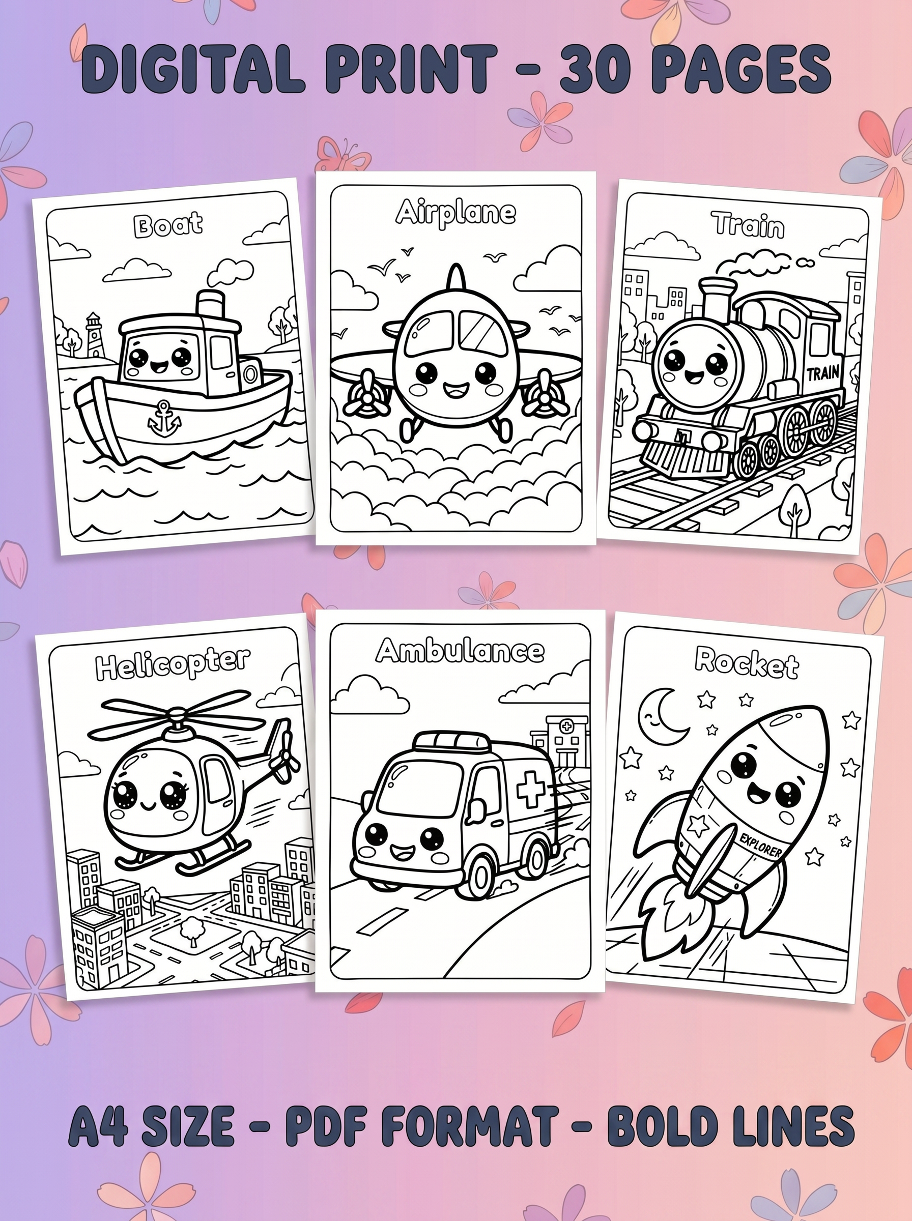 Vroom Vroom : Fun Vehicles Coloring Book Secondary image